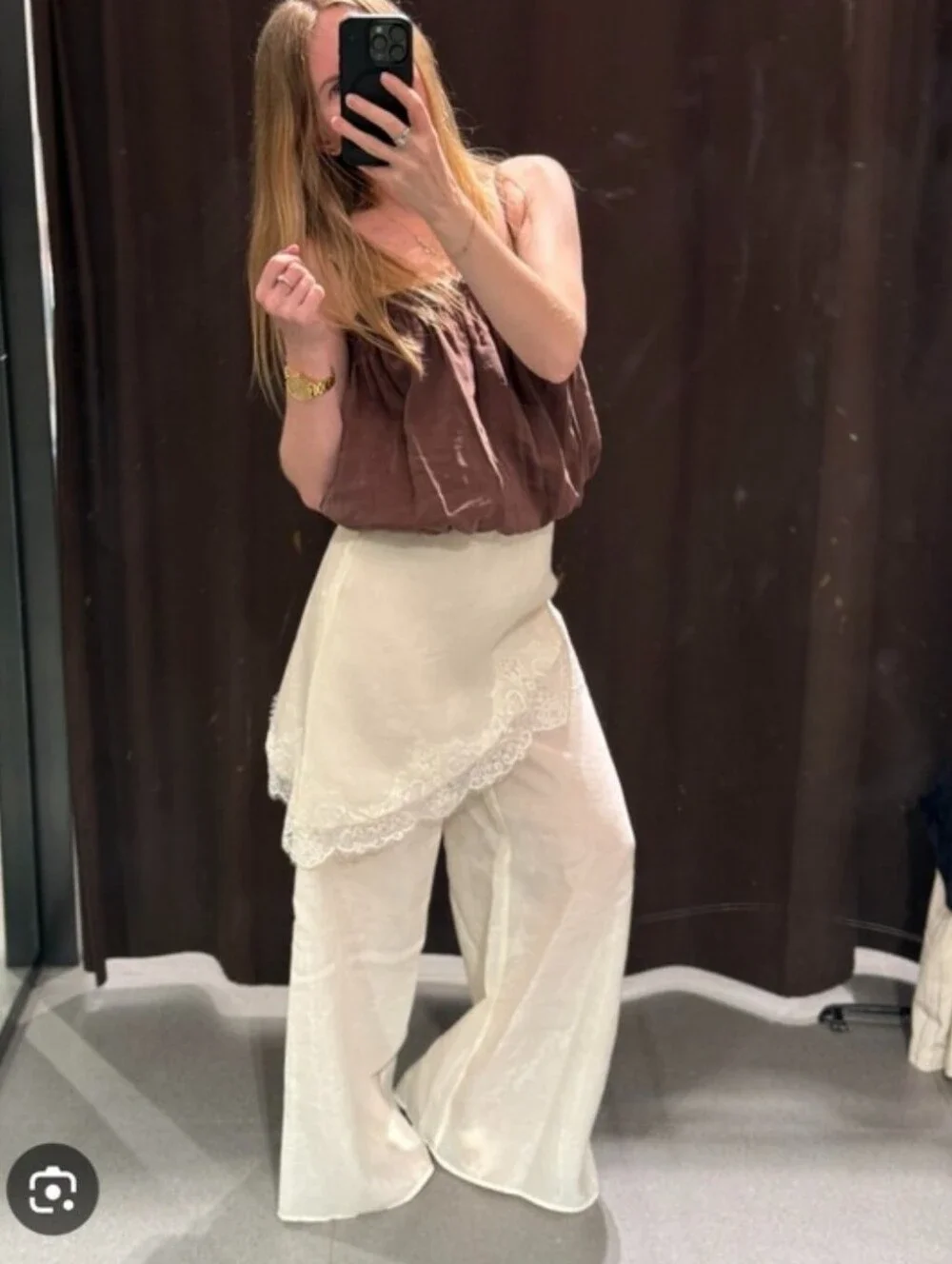 Zara Wide Leg Pareo Pants With Lace Size L